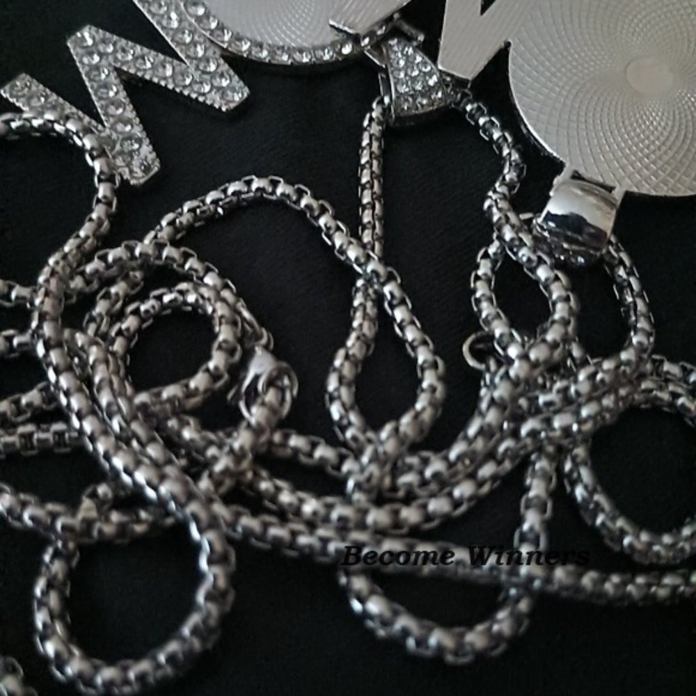 New Cute I Love U Mom' Rhinestone Ice 24" Silver Necklace - Picture 3 of 8
